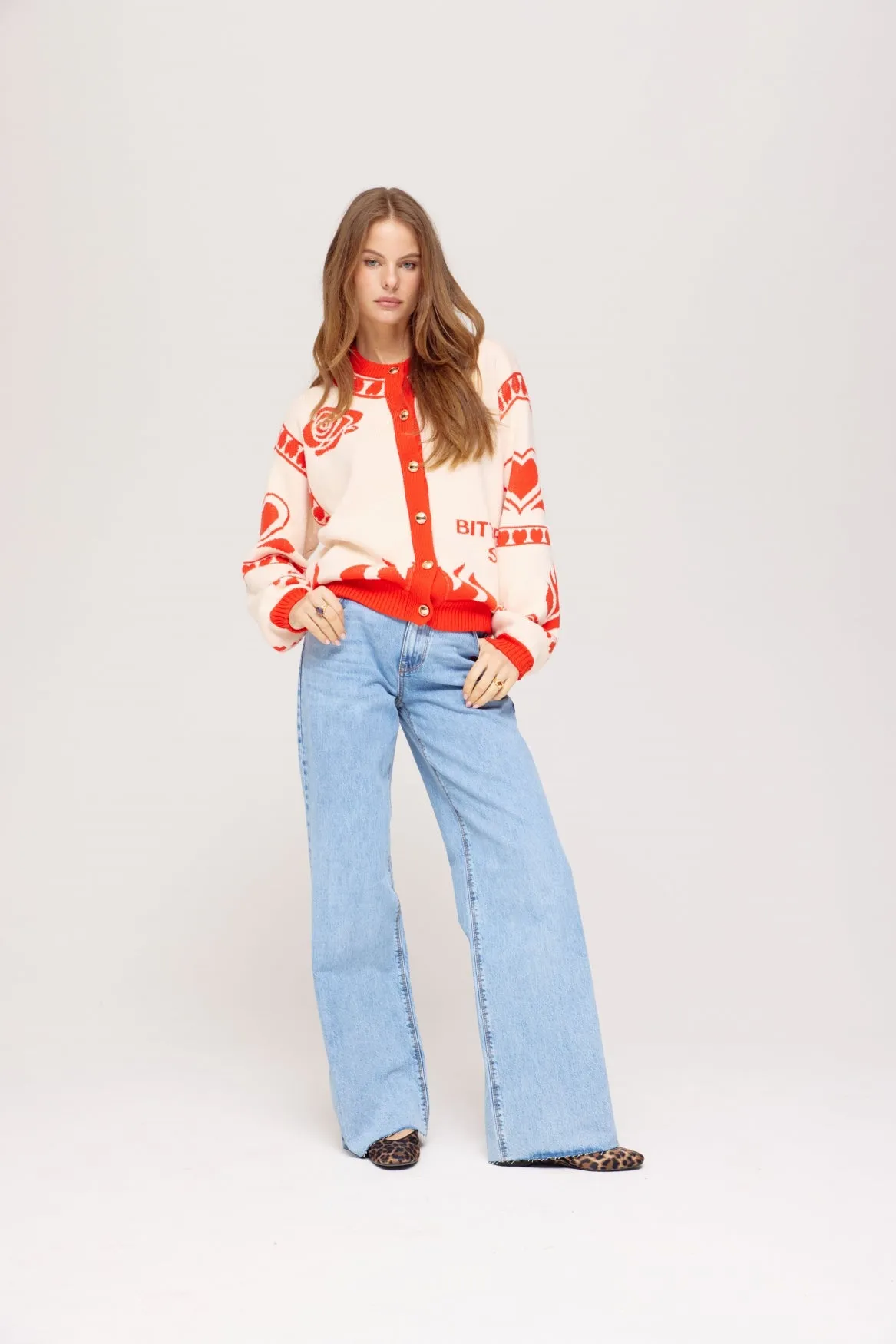 Harper & Yve Jazz cardigan ecru red