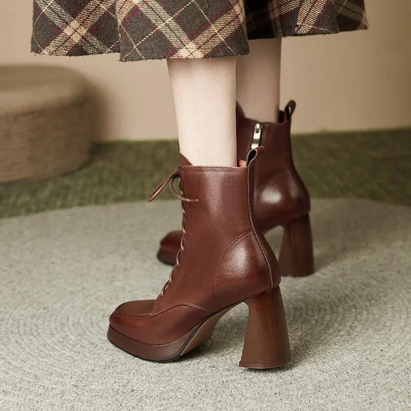 Havyn Lace up Brown Platform Boot