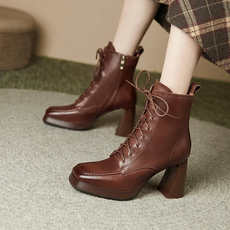Havyn Lace up Brown Platform Boot