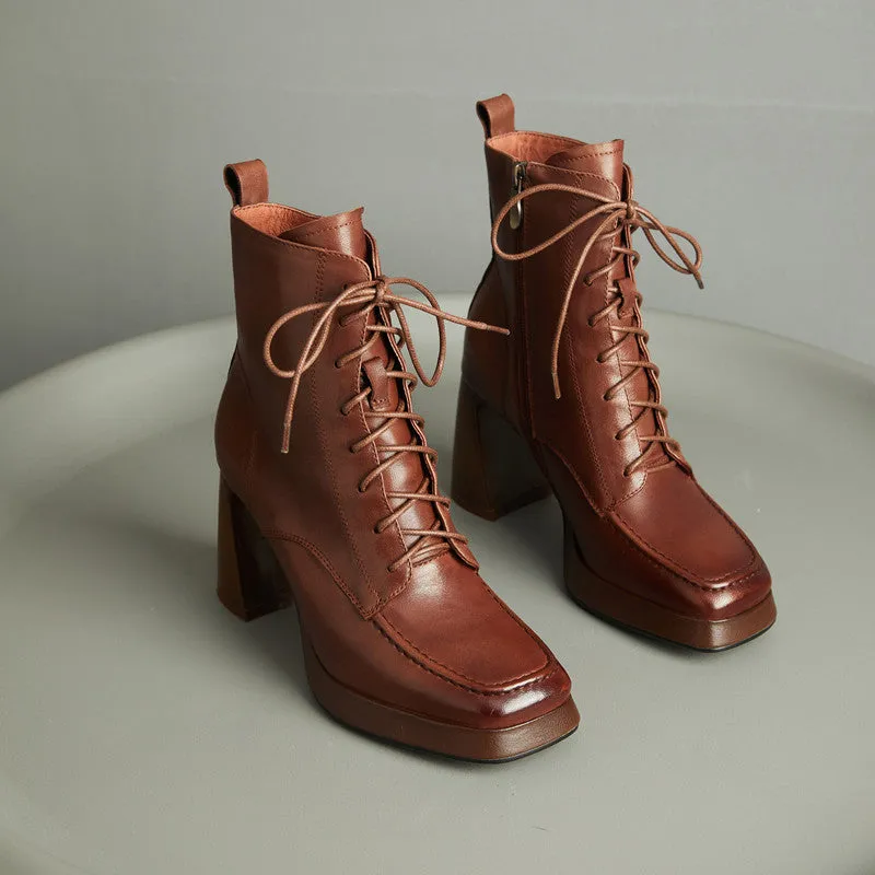 Havyn Lace up Brown Platform Boot