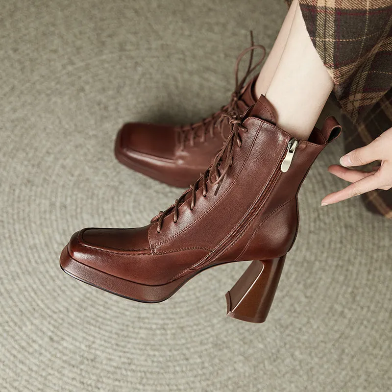 Havyn Lace up Brown Platform Boot