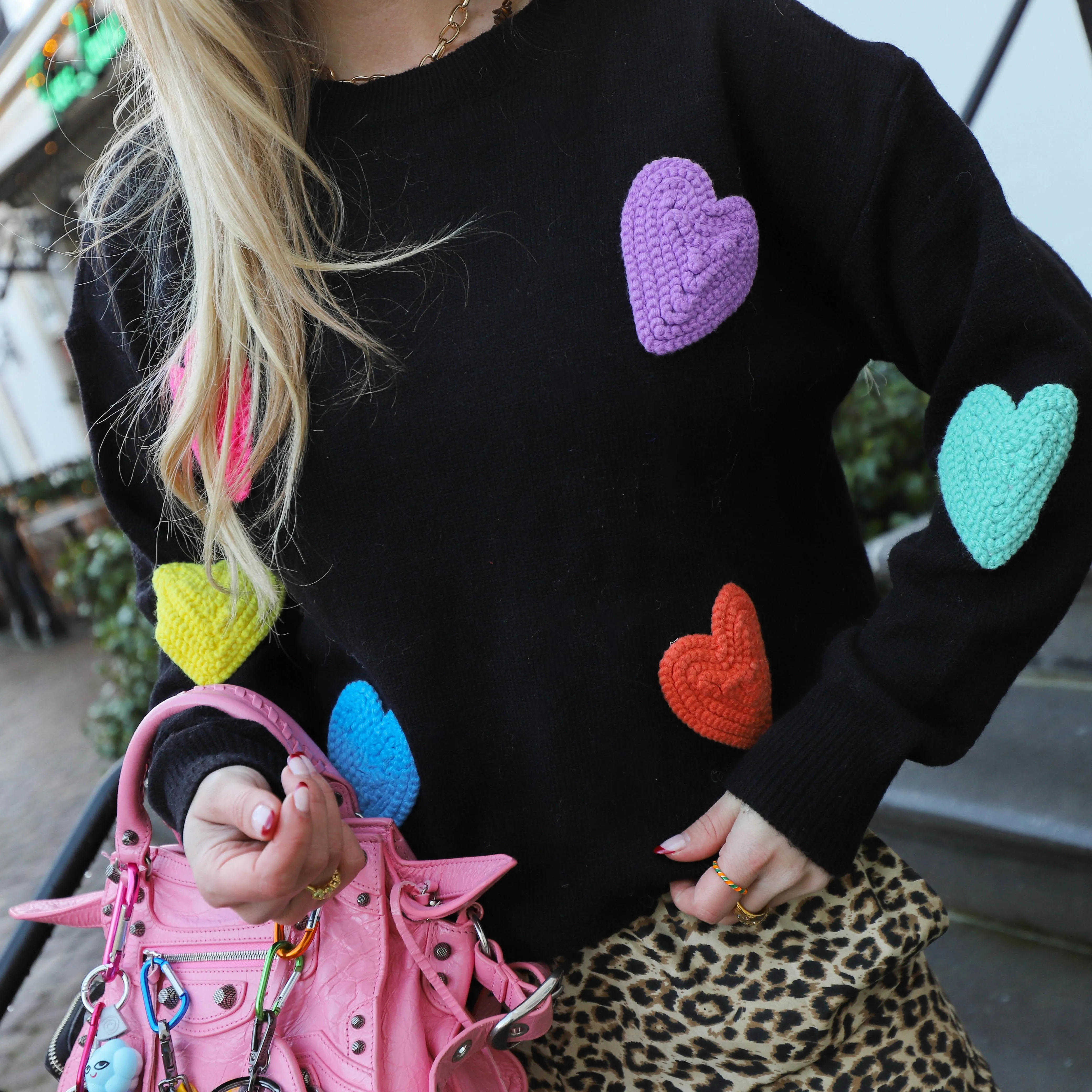 Heartie trui multi zwart