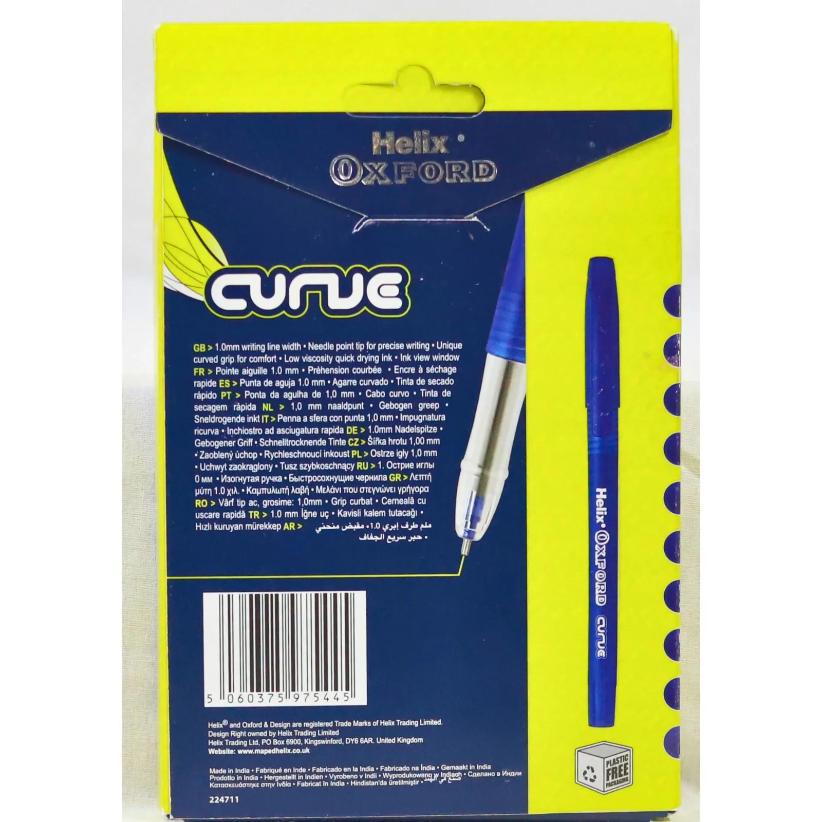 Helix Oxford Curve - 10 Ballpoint Pens - Blue