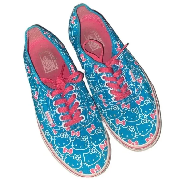 Hello Kitty (Sanrio) Pink &amp; Blue Vans Low Top Shoes GUC