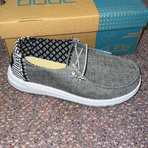 Hey Dude Stretch Gray Shoes Wendy Chambray Onyx Youth Kids