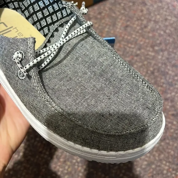 Hey Dude Stretch Gray Shoes Wendy Chambray Onyx Youth Kids