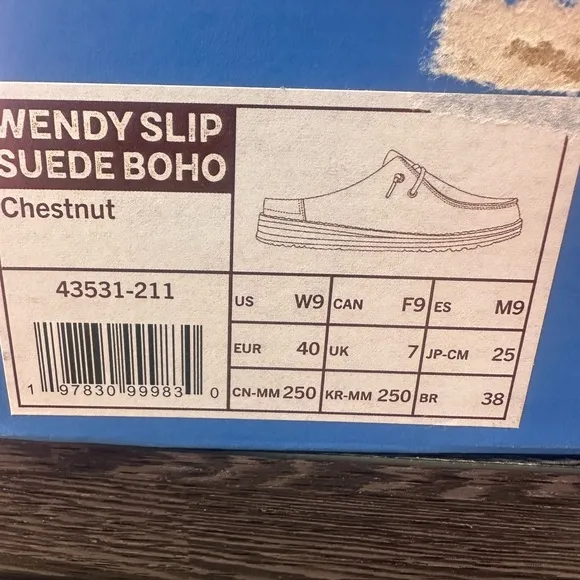 Hey Dude Wendy Slip Suede Size w9. Brown Casual Shoes Brand new with box