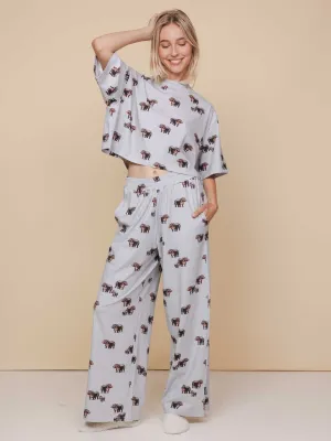 Hippos Cropped T-shirt en Wijde broek set Dames