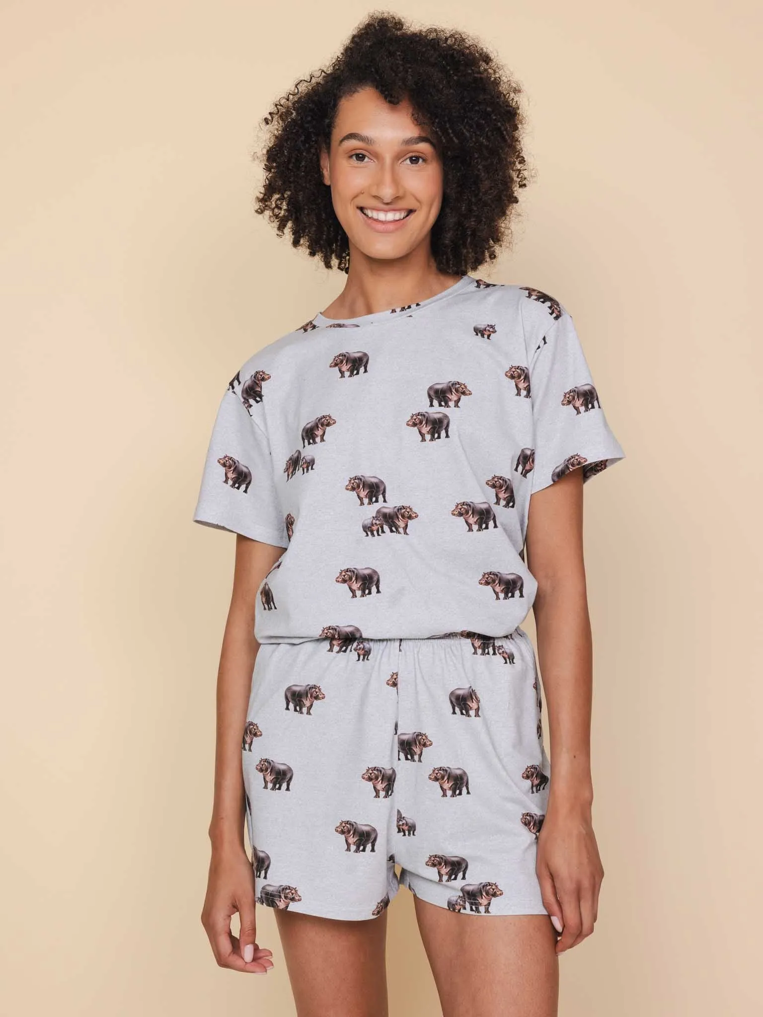 Hippos T-shirt en Shorts set Dames