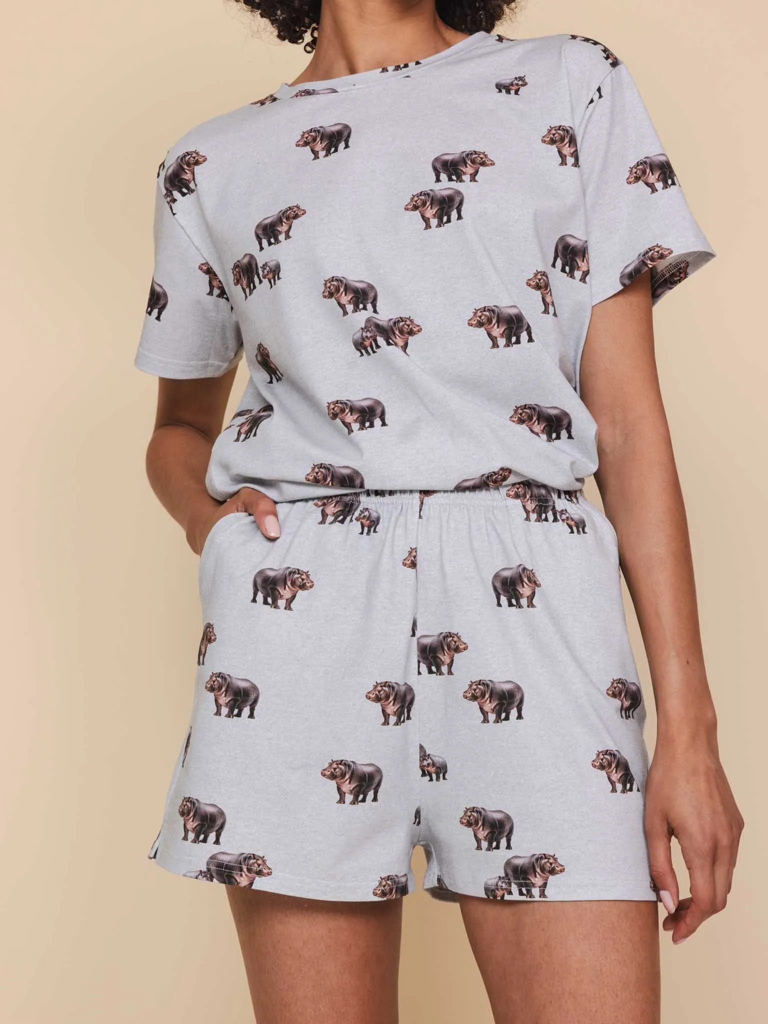 Hippos T-shirt en Shorts set Dames
