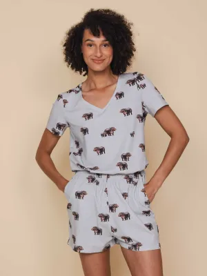 Hippos V-neck T-shirt en Shorts set Dames