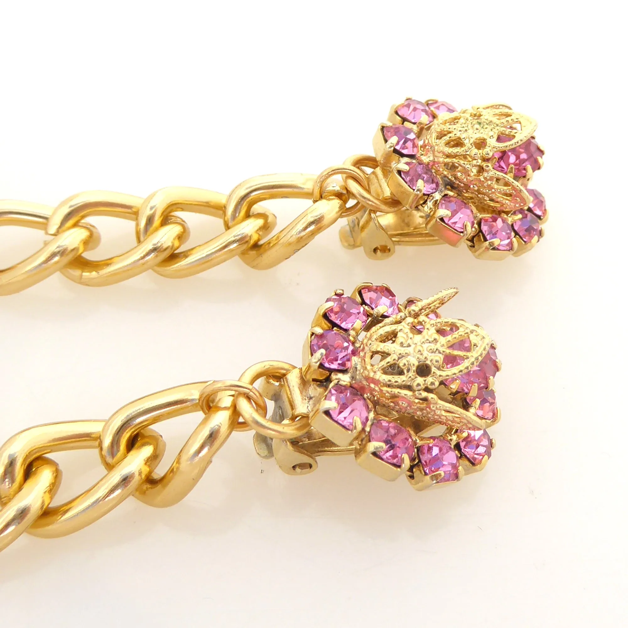 Hot pink and rainbow crystal earrings