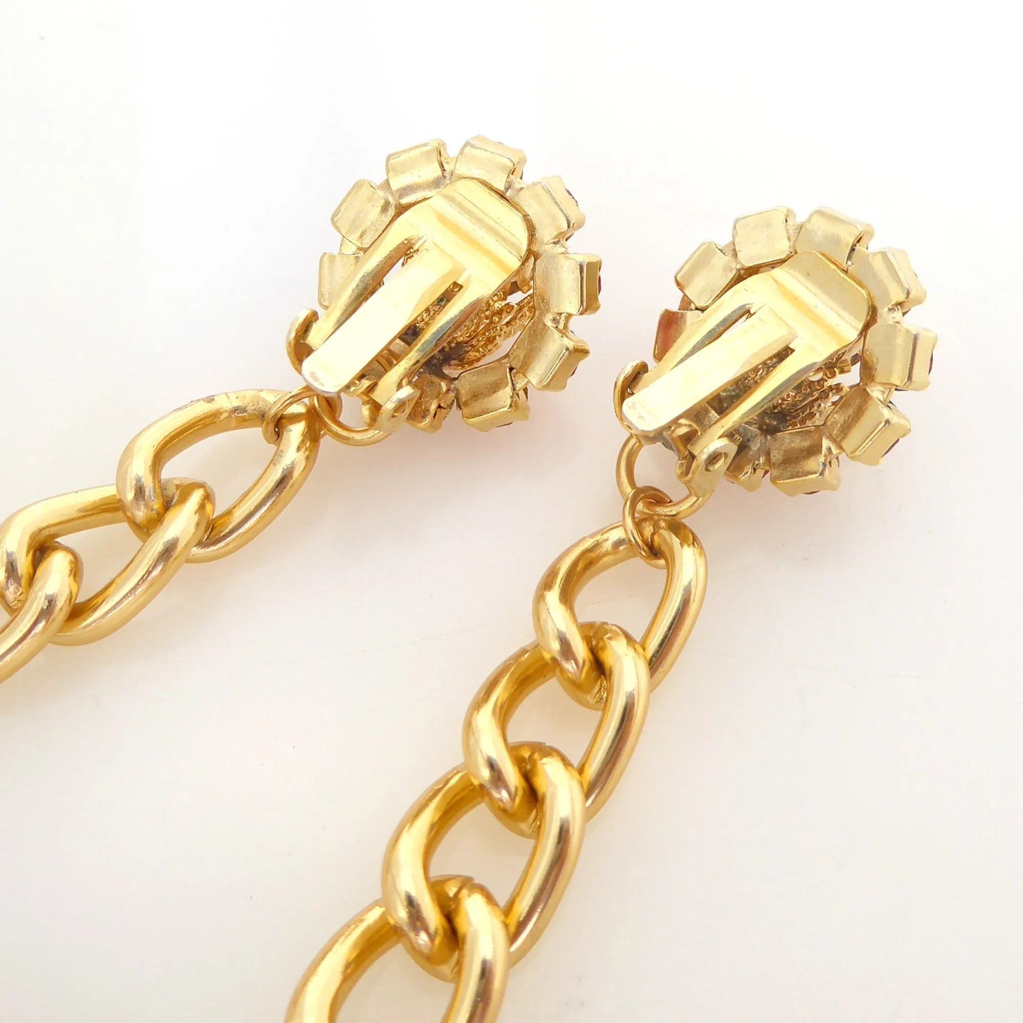 Hot pink and rainbow crystal earrings