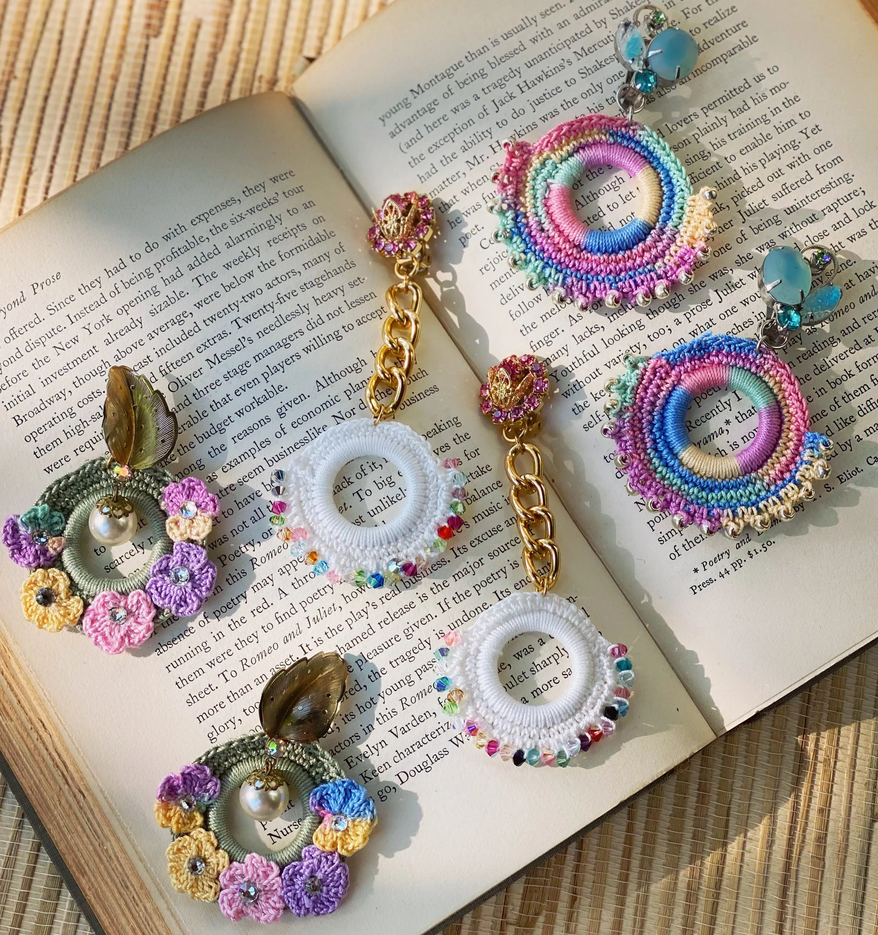Hot pink and rainbow crystal earrings