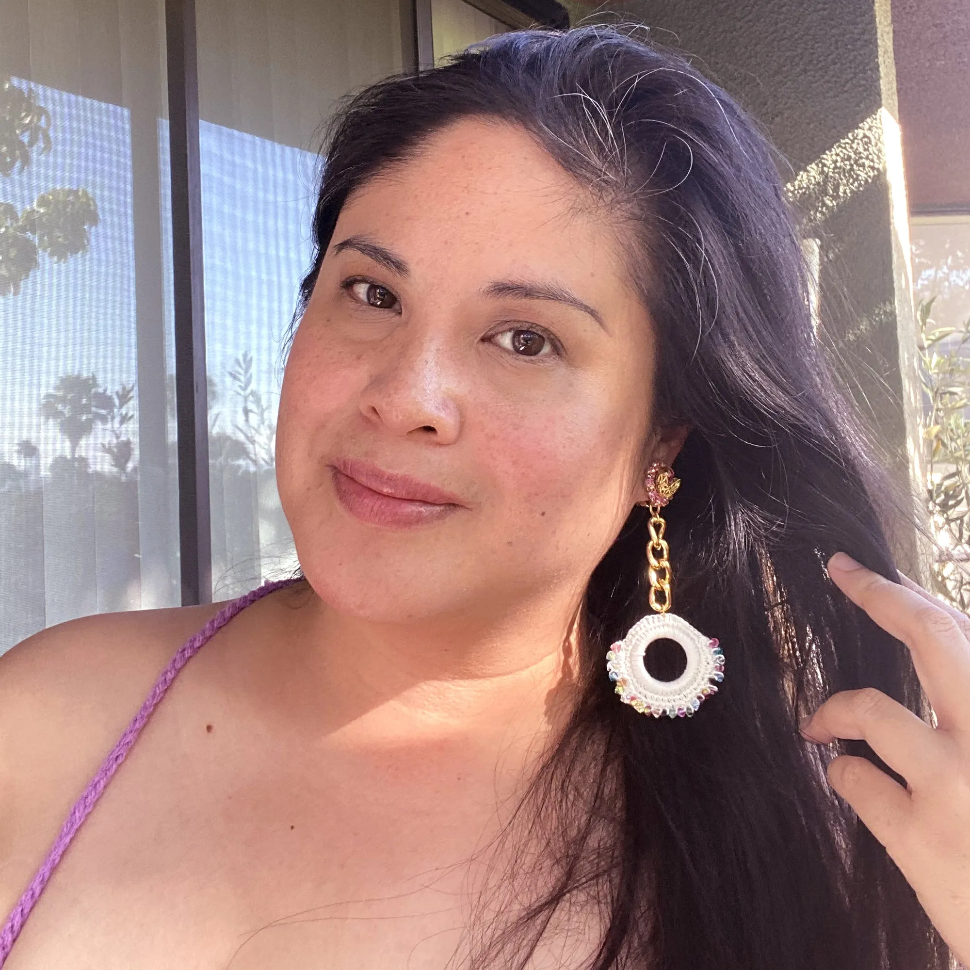Hot pink and rainbow crystal earrings