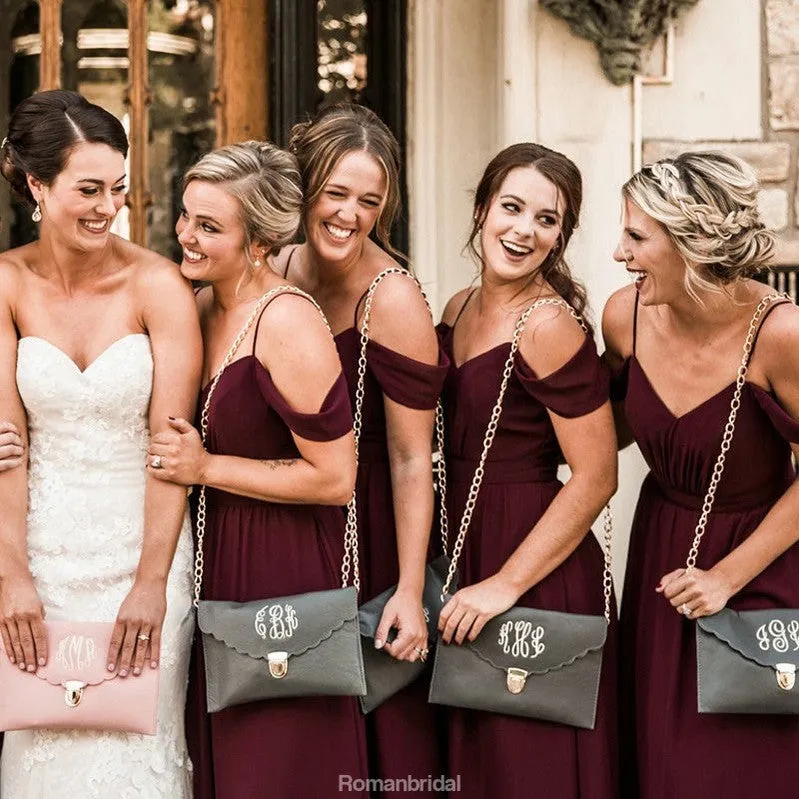 Hot Selling Floor-length Spaghetti Straps V-neck Chiffon Bridesmaid Dresses, BD0528