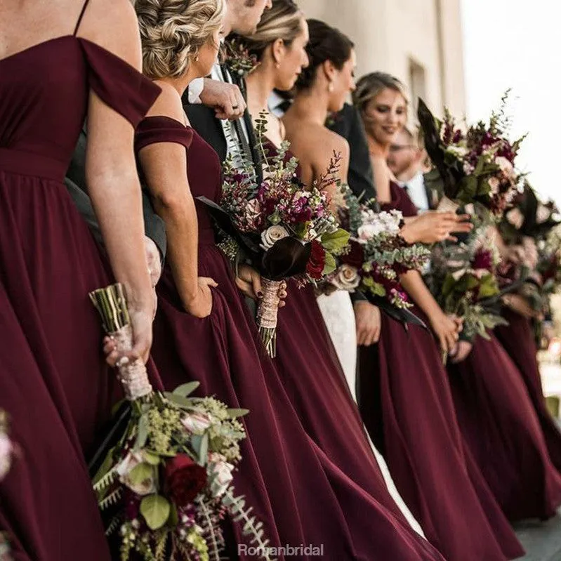 Hot Selling Floor-length Spaghetti Straps V-neck Chiffon Bridesmaid Dresses, BD0528