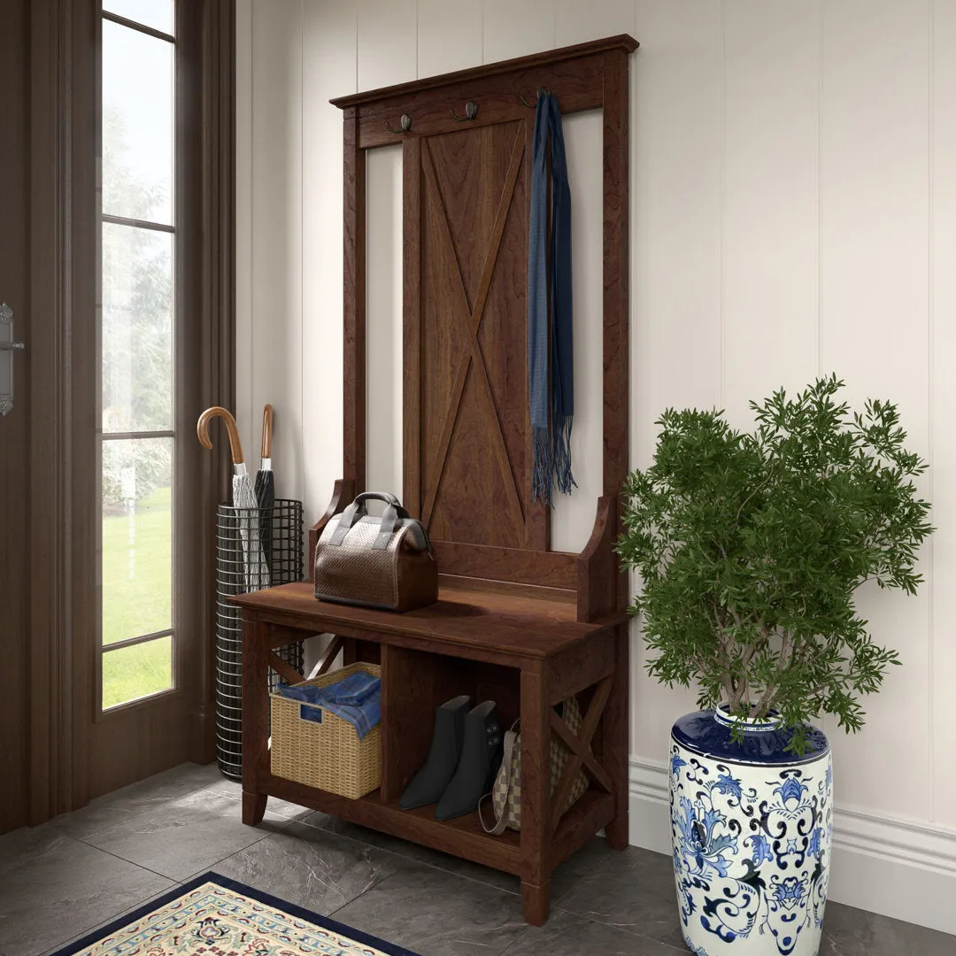 Huckins Hall Tree 32'' Wide with Bench and Shoe Storage Laurel Foundry Modern Farmhouse® Color: Bing Cherry