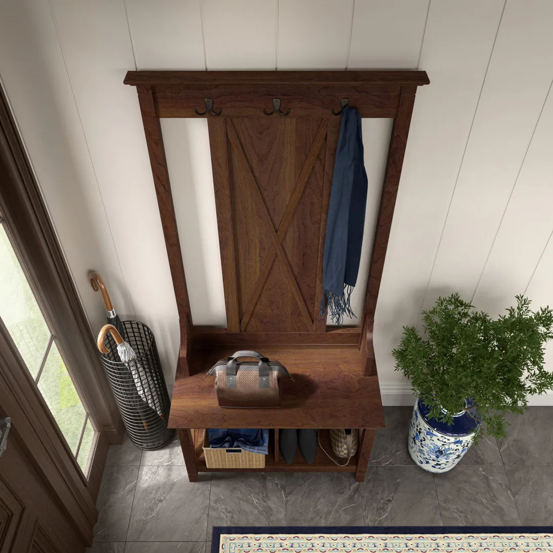 Huckins Hall Tree 32'' Wide with Bench and Shoe Storage Laurel Foundry Modern Farmhouse® Color: Bing Cherry
