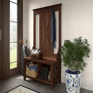Huckins Hall Tree 32'' Wide with Bench and Shoe Storage Laurel Foundry Modern Farmhouse® Color: Bing Cherry