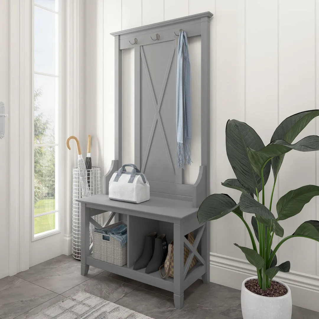 Huckins Hall Tree 32'' Wide with Bench and Shoe Storage Laurel Foundry Modern Farmhouse® Color: Cape Cod Gray