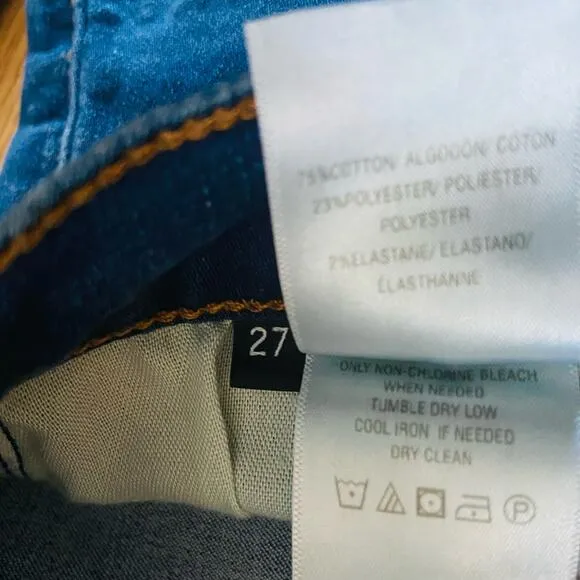 Hudson Crop Krista Super Skinny Blue Jeans, Sz 27