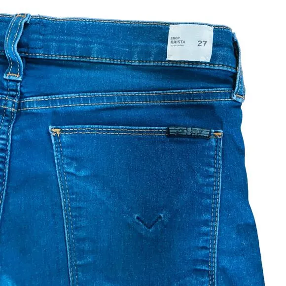 Hudson Crop Krista Super Skinny Blue Jeans, Sz 27