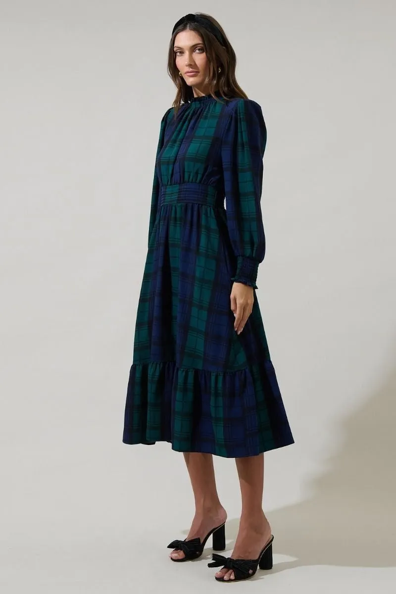 Hudson Plaid Smock Midi Dress