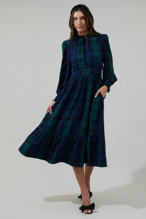 Hudson Plaid Smock Midi Dress