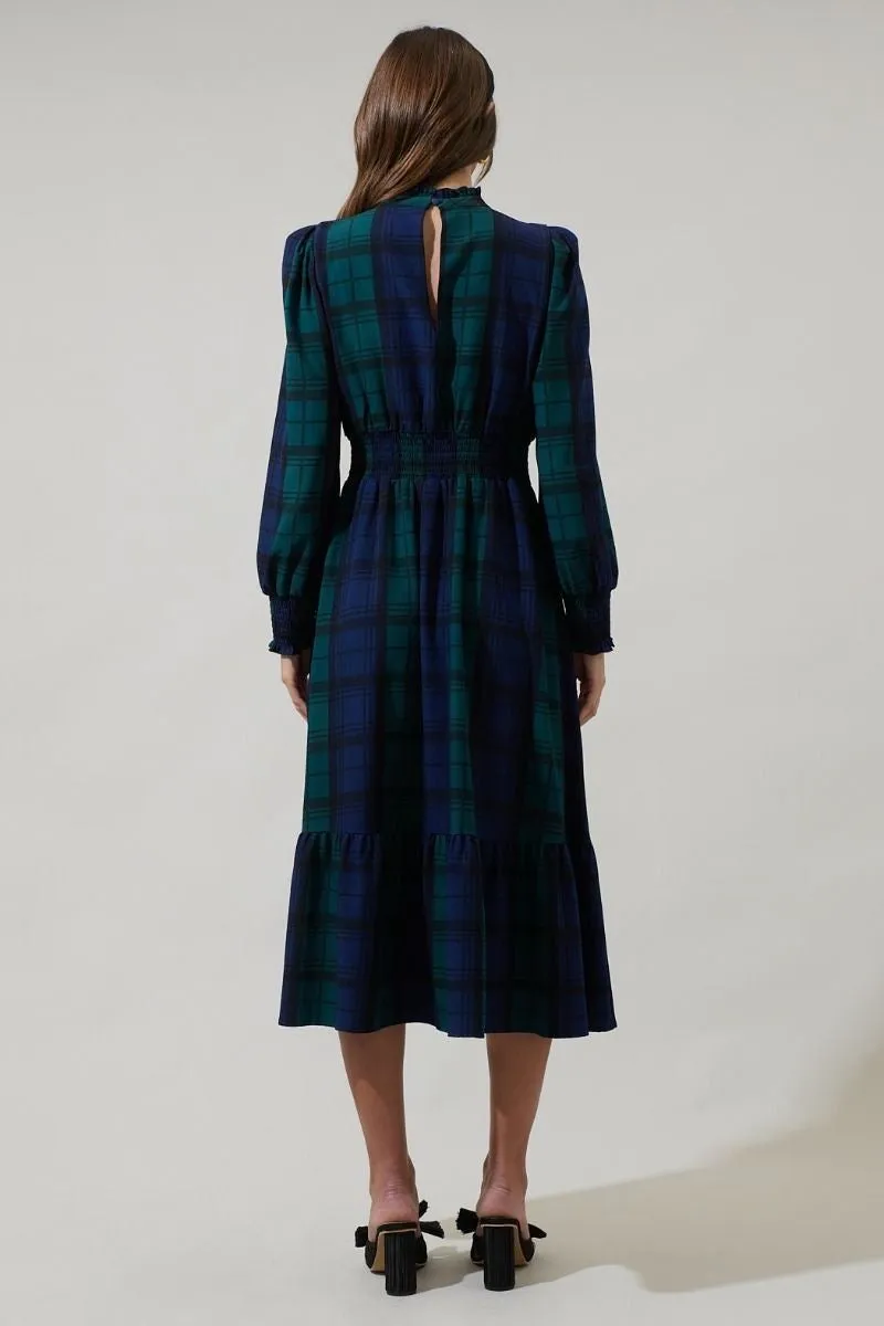 Hudson Plaid Smock Midi Dress