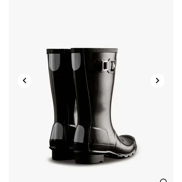 Hunter Orginal Gloss Wellington Black Rain Boots Girls Size 4 EUC
