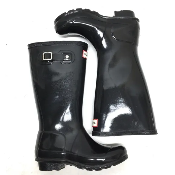 Hunter Original Kids Gloss Rain Boots Black Size 1
