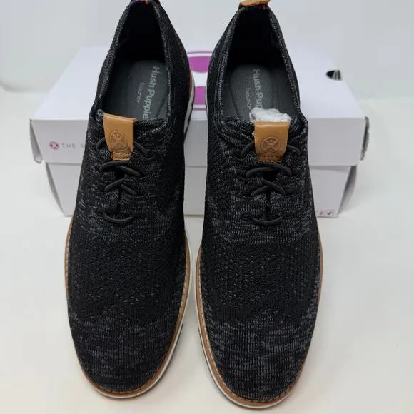 Hush Puppies Men's Expert Wingtip Knit Oxford Shoes Black Multi Size 8 Wide New