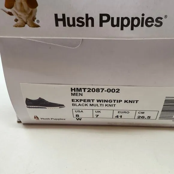 Hush Puppies Men's Expert Wingtip Knit Oxford Shoes Black Multi Size 8 Wide New
