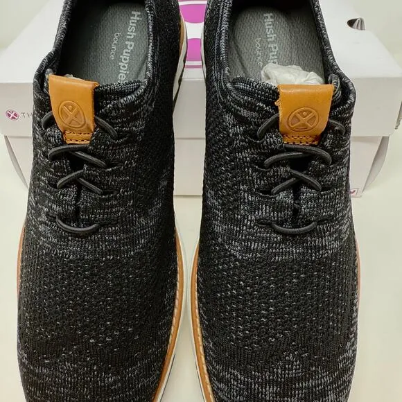 Hush Puppies Men's Expert Wingtip Knit Oxford Shoes Black Multi Size 8 Wide New