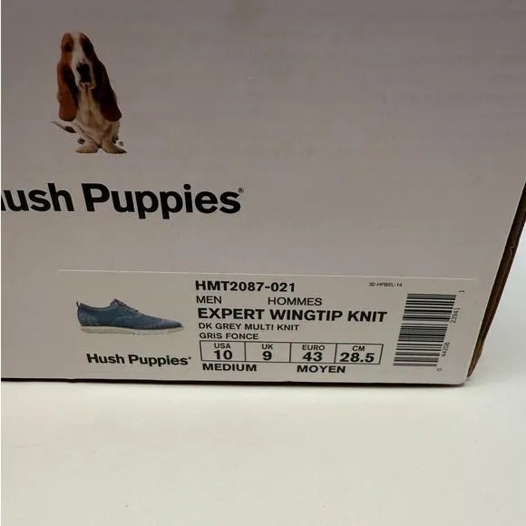Hush Puppies Men's Expert Wingtip Knit Oxford Shoes Dark Grey Multi Size 10 New