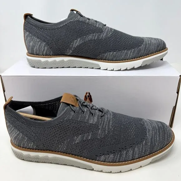 Hush Puppies Men's Expert Wingtip Knit Oxford Shoes Dark Grey Multi Size 10 New