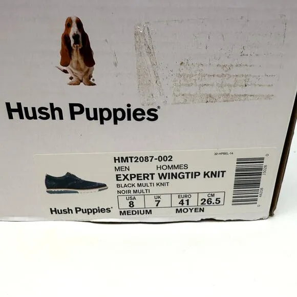 Hush Puppies Men's Expert Wingtip Knit Oxford Shoes In Black Multi Size 8 New