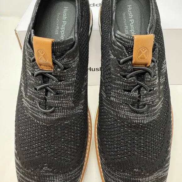 Hush Puppies Men's Expert Wingtip Knit Oxford Shoes In Black Multi Size 8 New