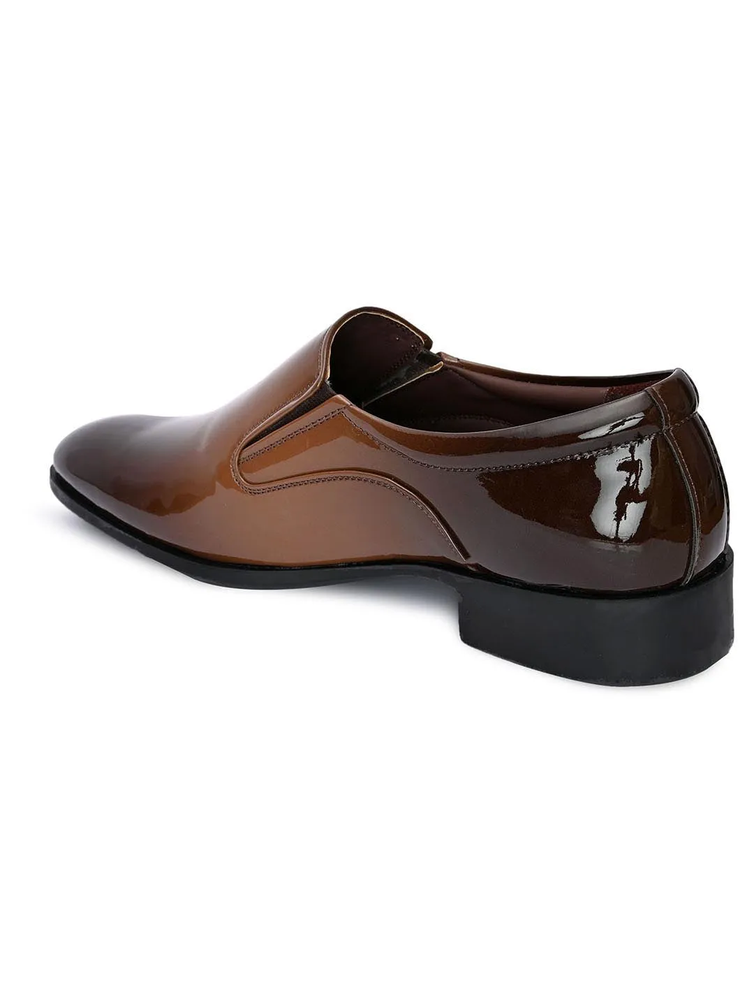 Hydes N Hues Men Brown Solid Leather Formal Slip-Ons