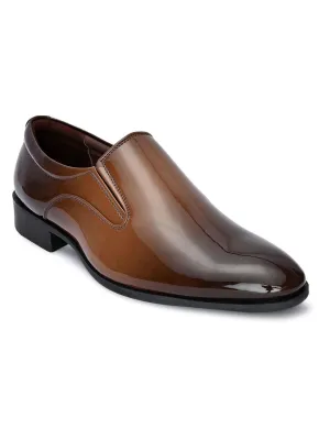 Hydes N Hues Men Brown Solid Leather Formal Slip-Ons