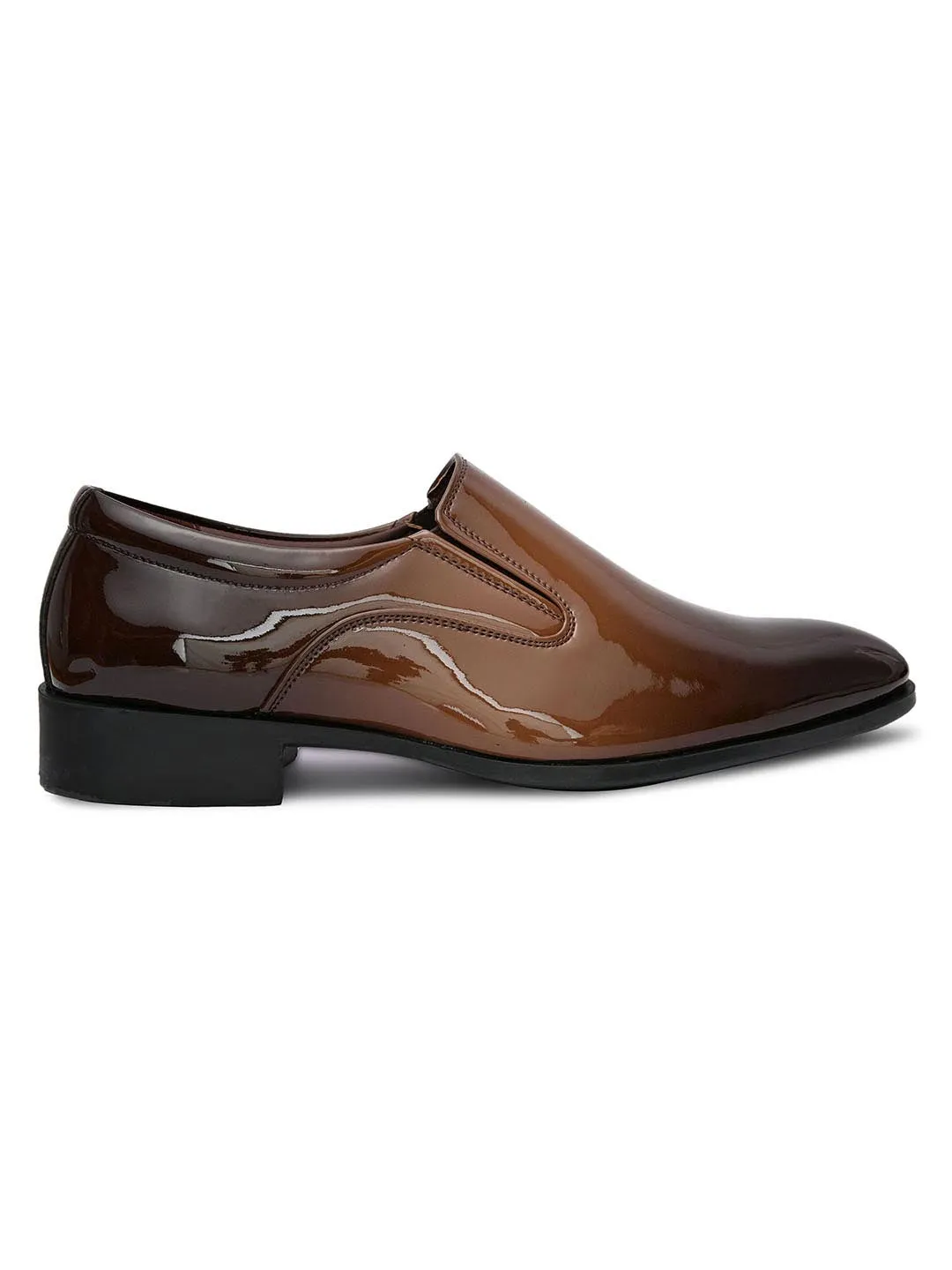 Hydes N Hues Men Brown Solid Leather Formal Slip-Ons