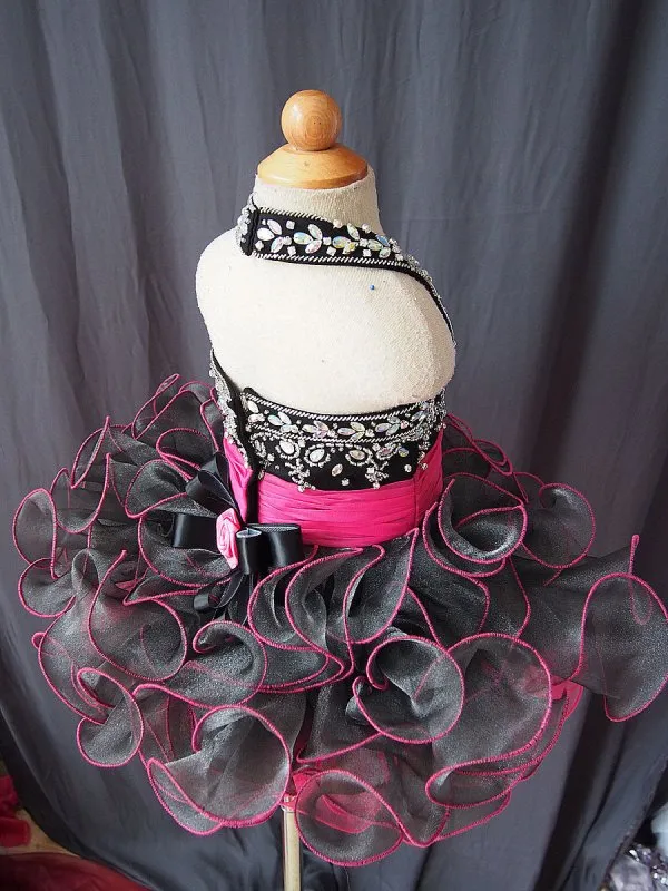 Infant/toddler/baby/children/kids Girl's Black Pageant Dress 1-4T G073