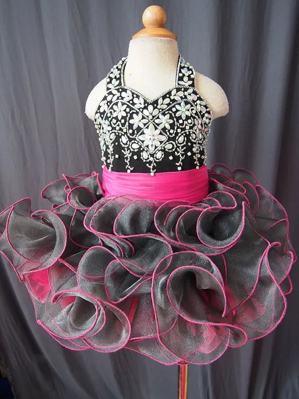 Infant/toddler/baby/children/kids Girl's Black Pageant Dress 1-4T G073