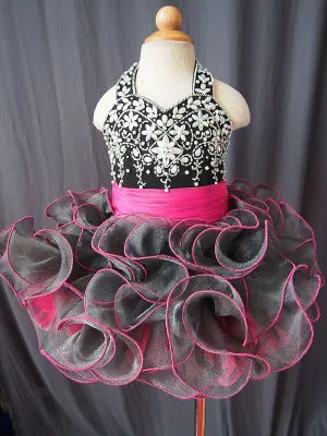 Infant/toddler/baby/children/kids Girl's Black Pageant Dress 1-4T G073