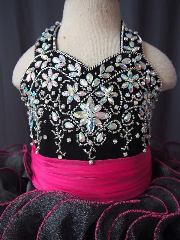 Infant/toddler/baby/children/kids Girl's Black Pageant Dress 1-4T G073