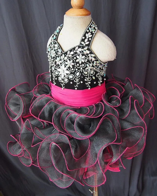 Infant/toddler/baby/children/kids Girl's Black Pageant Dress 1-4T G073