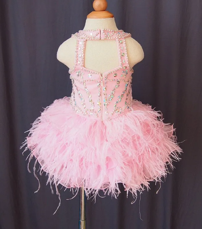 Infant/toddler/baby/children/kids glitz Girl's Feather Pageant Dress 1~4T G047-1