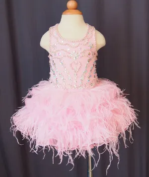 Infant/toddler/baby/children/kids glitz Girl's Feather Pageant Dress 1~4T G047-1