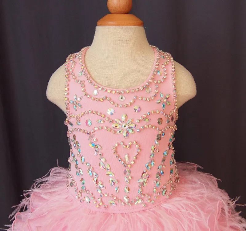 Infant/toddler/baby/children/kids glitz Girl's Feather Pageant Dress 1~4T G047-1